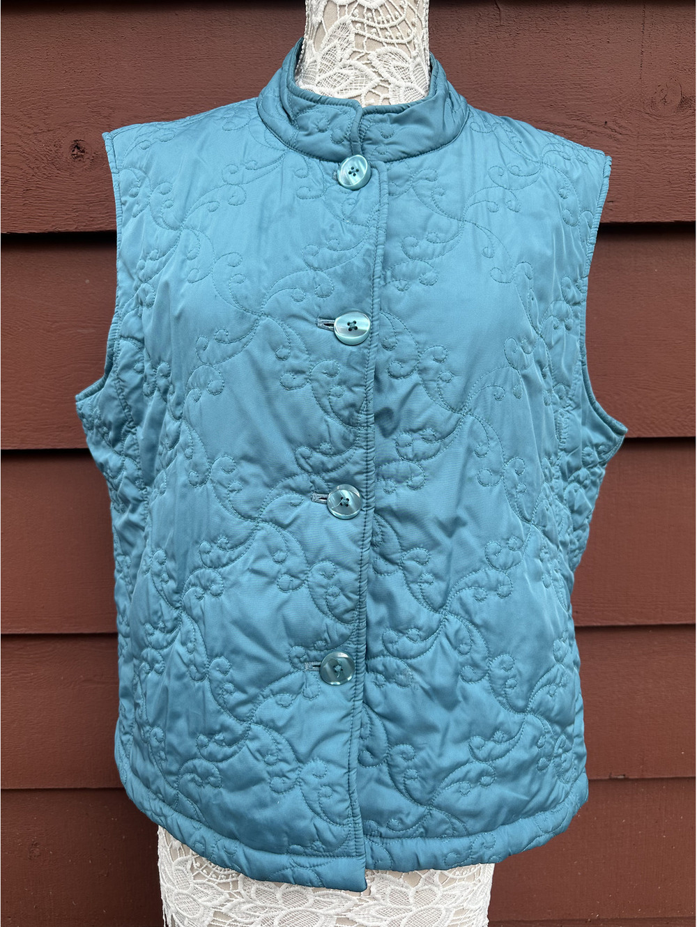 Cabela's Quilted Teal Vest Vintage Gorpcore Grandmacore Outdoor